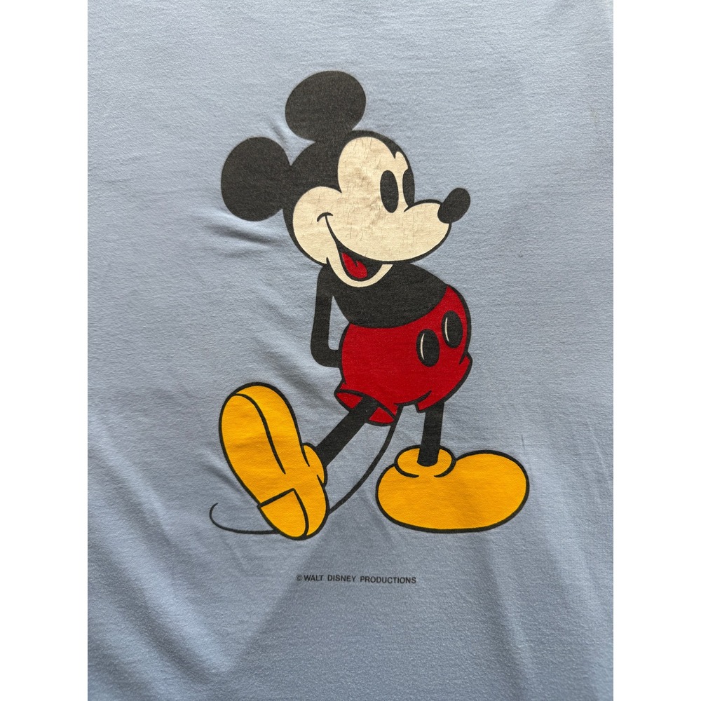 Vintage Jerzees Mickey Mouse T-Shirt L Walt Disney Blue Single Stitch